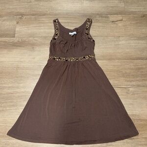 Lucy & Laurel Brown Dress with Gold Accents